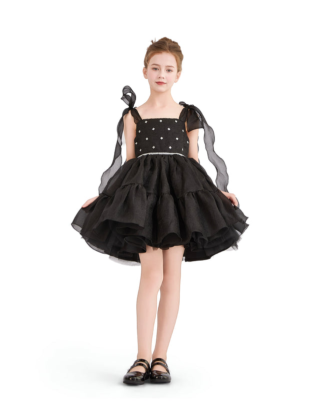 kids atelier tulleen Black Ruffled Party Dress