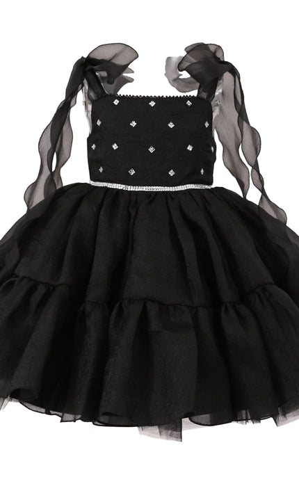 kids atelier tulleen Black Ruffled Party Dress