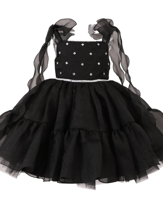 kids atelier tulleen Black Ruffled Party Dress