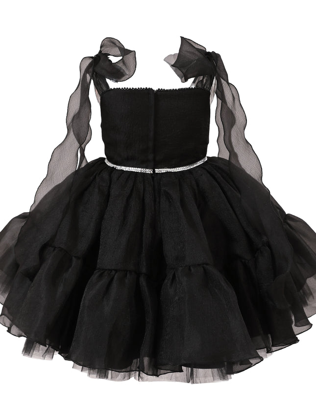 kids atelier tulleen Black Ruffled Party Dress
