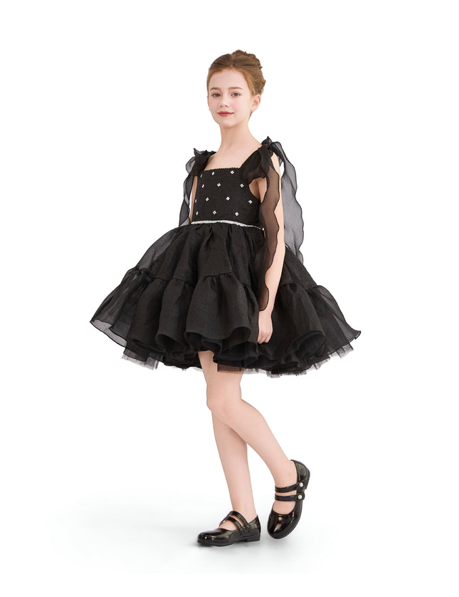 kids atelier tulleen Black Ruffled Party Dress