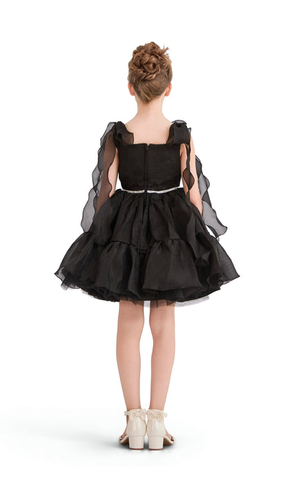 kids atelier tulleen Black Ruffled Party Dress