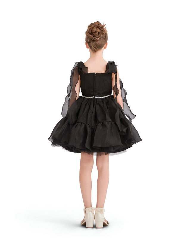 kids atelier tulleen Black Ruffled Party Dress