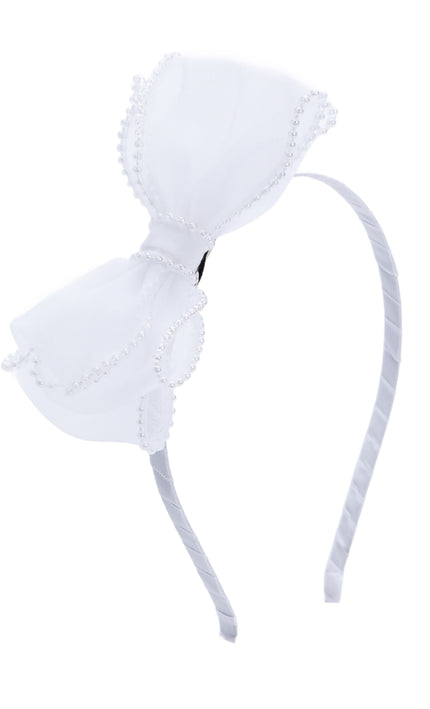 kidsatelier-Tulleen-White Pearl Bow Headband