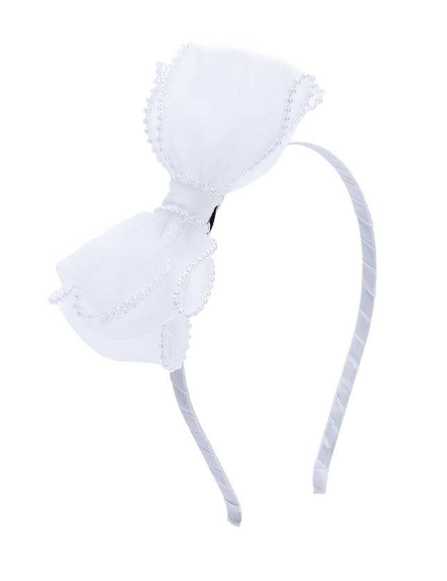 kidsatelier-Tulleen-White Pearl Bow Headband