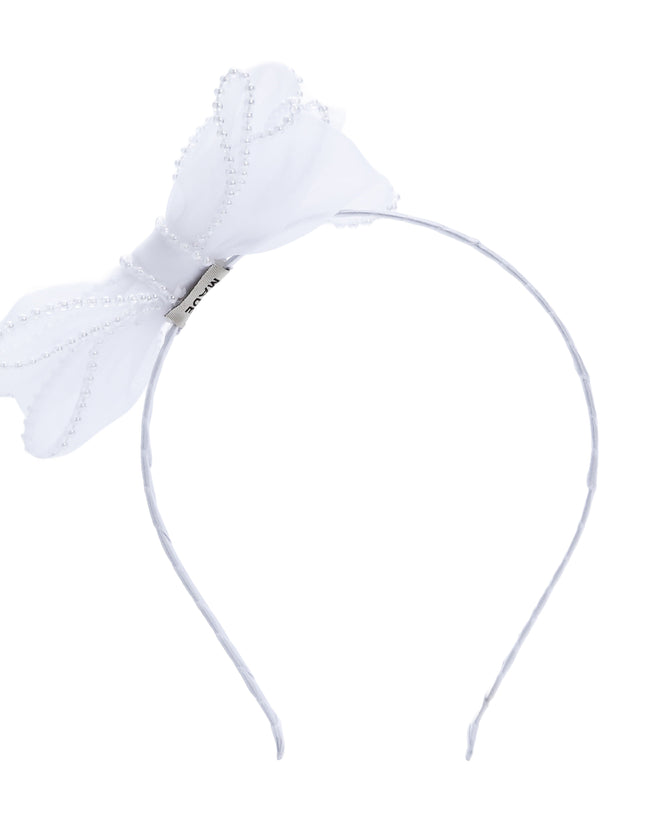 kidsatelier-Tulleen-White Pearl Bow Headband