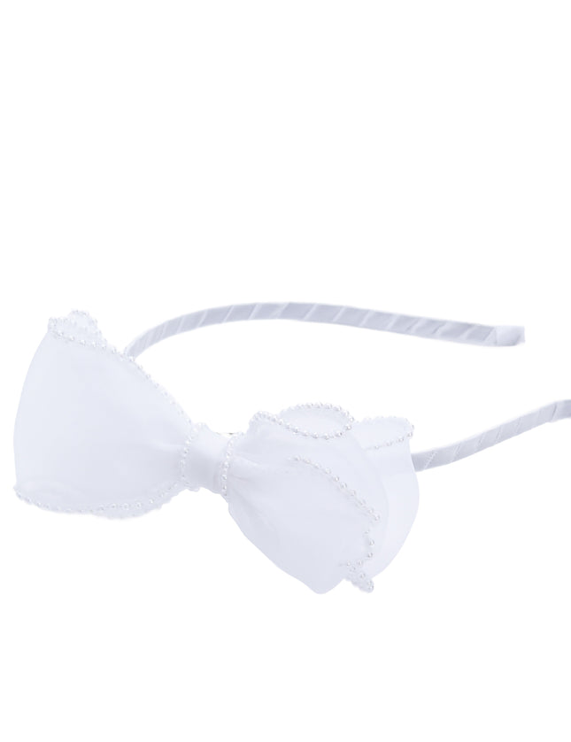 kidsatelier-Tulleen-White Pearl Bow Headband