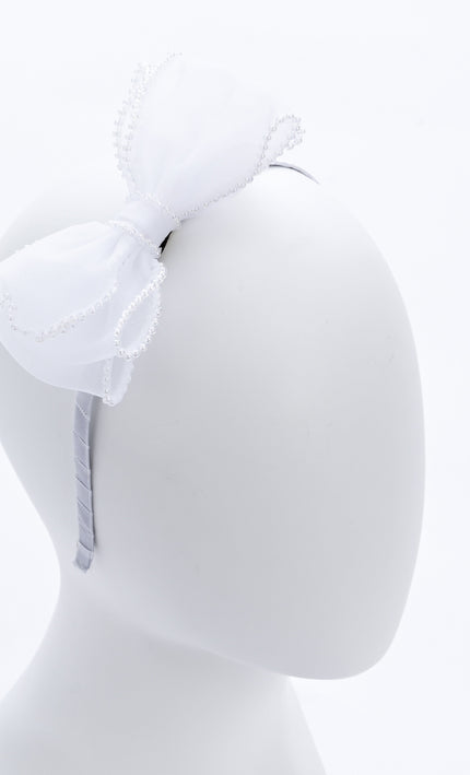 kidsatelier-Tulleen-White Pearl Bow Headband