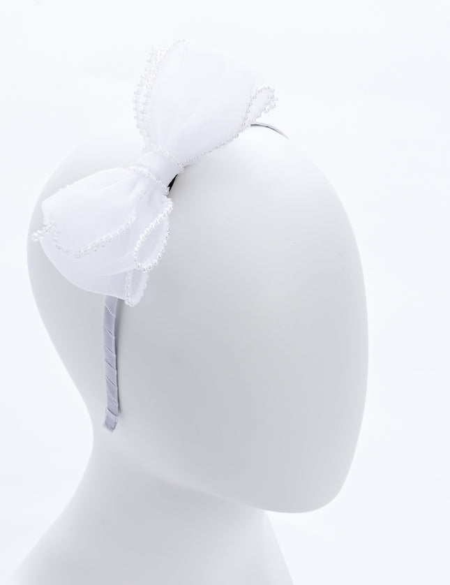 kidsatelier-Tulleen-White Pearl Bow Headband