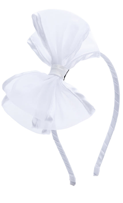 kidsatelier-Tulleen-White Sheer Bow Headband