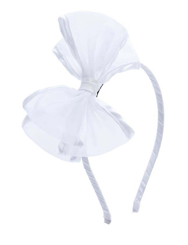 kidsatelier-Tulleen-White Sheer Bow Headband