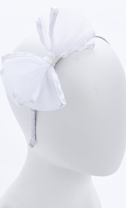 kidsatelier-Tulleen-White Sheer Bow Headband