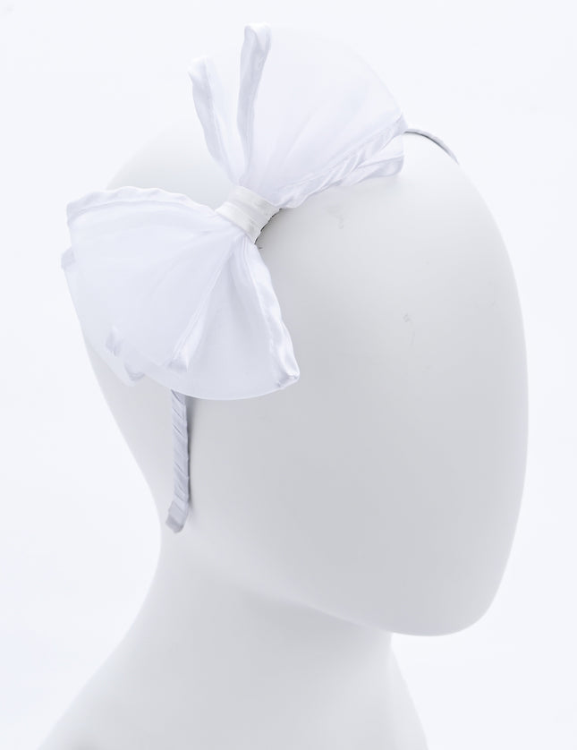 kidsatelier-Tulleen-White Sheer Bow Headband