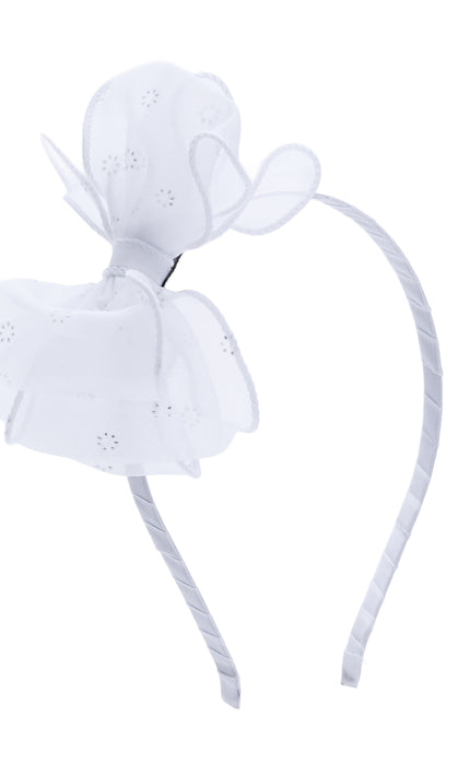 kidsatelier-Tulleen-White Embroidered Bow Headband