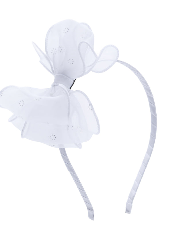 kidsatelier-Tulleen-White Embroidered Bow Headband