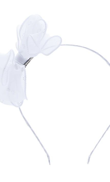 kidsatelier-Tulleen-White Embroidered Bow Headband