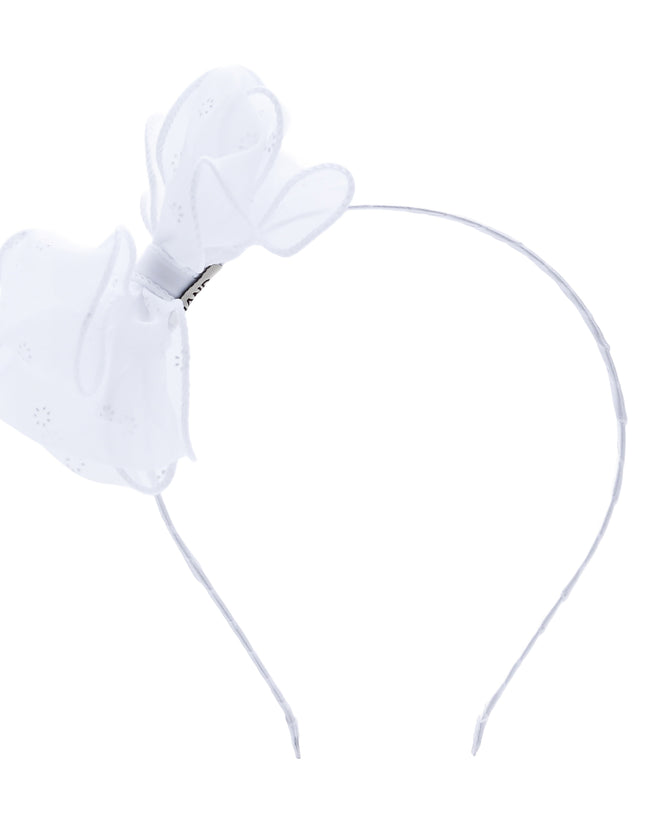 kidsatelier-Tulleen-White Embroidered Bow Headband