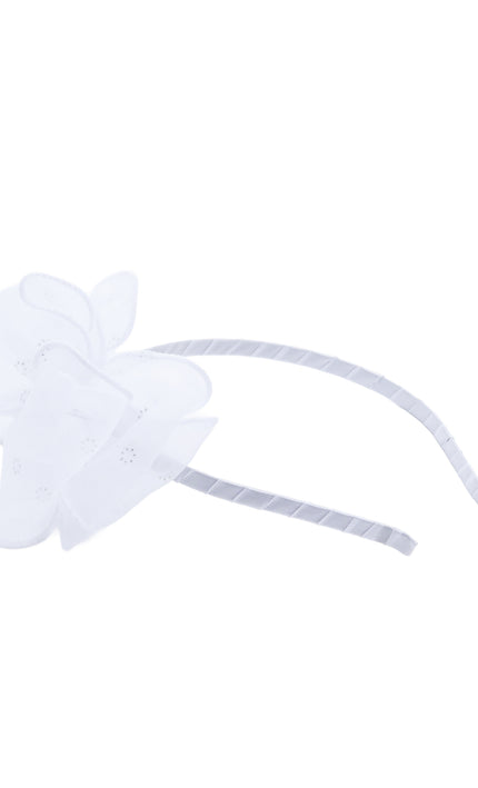 kidsatelier-Tulleen-White Embroidered Bow Headband