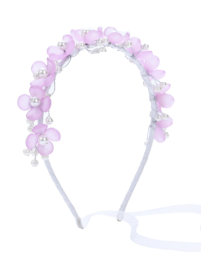 kidsatelier-Tulleen-Purple Floral Pearl Headband