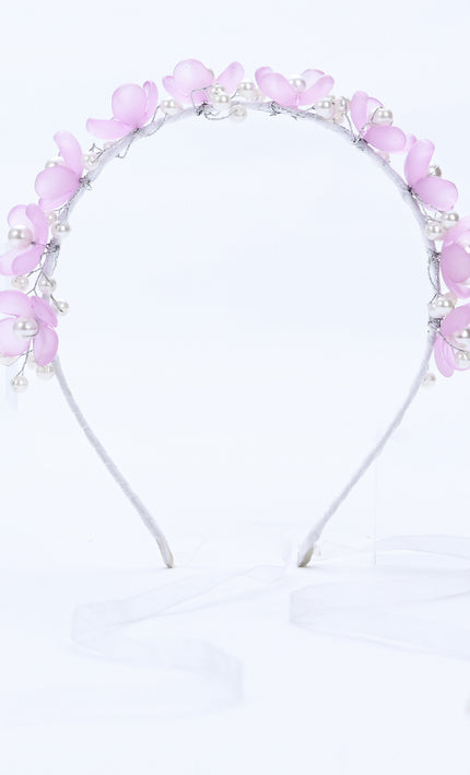 kidsatelier-Tulleen-Purple Floral Pearl Headband