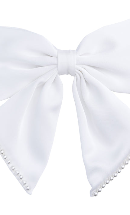 kids atelier tulleen White Pearl-Trimmed Satin Hair Clip