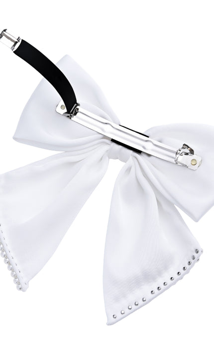 kids atelier tulleen White Pearl-Trimmed Satin Hair Clip