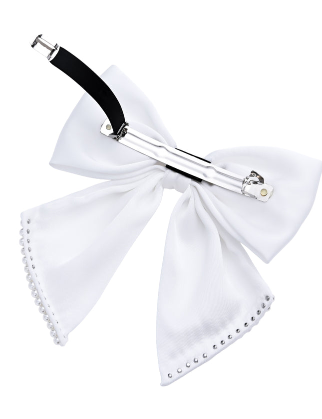 kids atelier tulleen White Pearl-Trimmed Satin Hair Clip