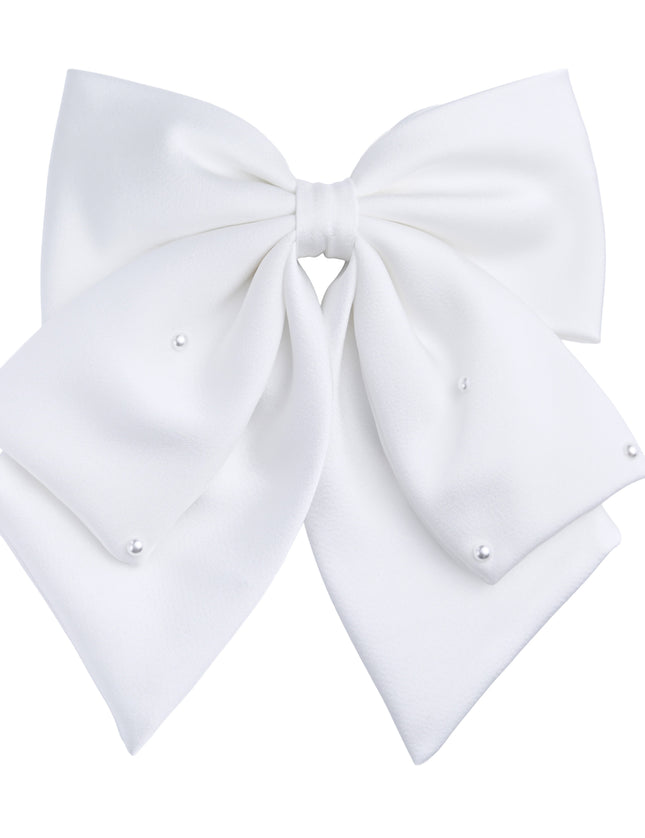 Kids atelier tulleen White Pearl-Embellished Satin Hair Clip