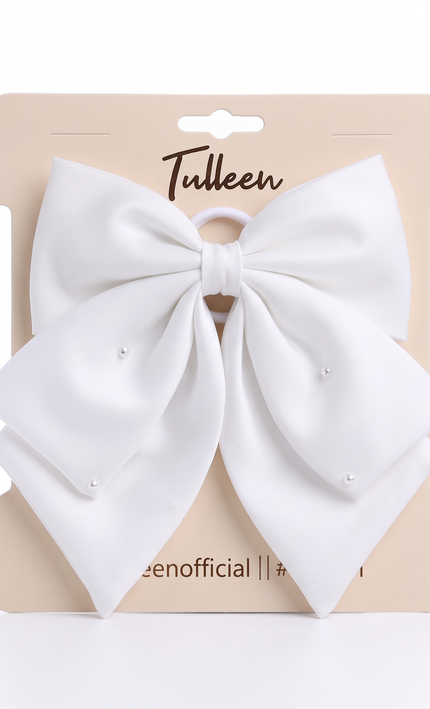 Kids atelier tulleen White Pearl-Embellished Satin Hair Clip