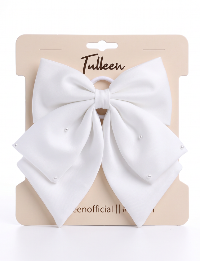 Kids atelier tulleen White Pearl-Embellished Satin Hair Clip