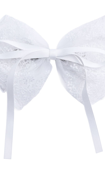 kids atelier tulleen White Layered Tulle & Satin Ribbon Hair Clip
