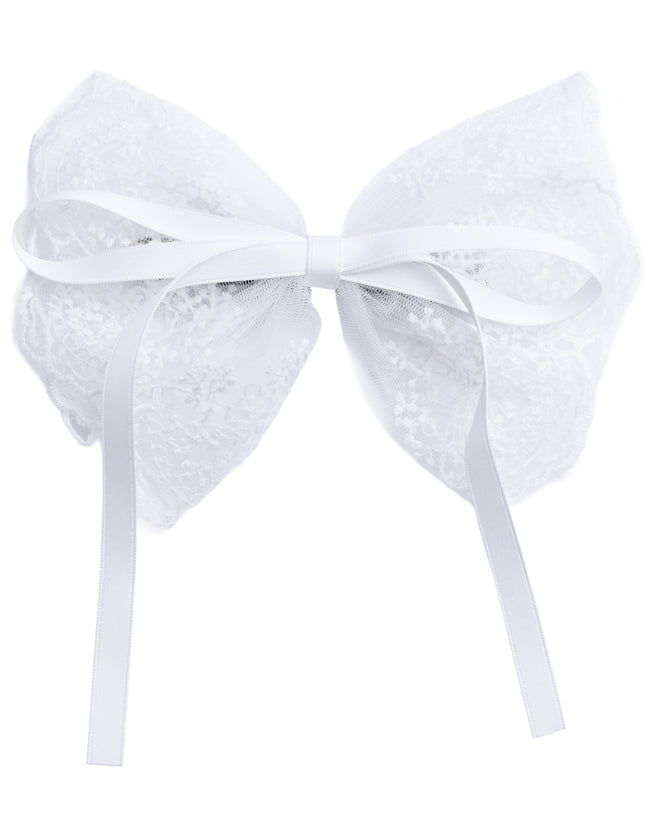 kids atelier tulleen White Layered Tulle & Satin Ribbon Hair Clip