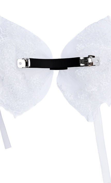 kids atelier tulleen White Layered Tulle & Satin Ribbon Hair Clip