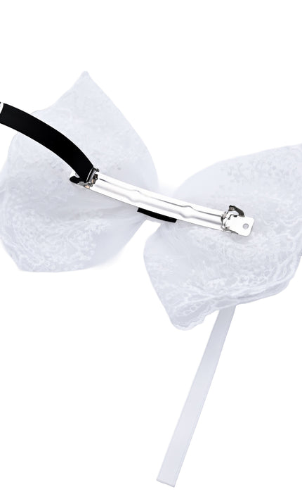 kids atelier tulleen White Layered Tulle & Satin Ribbon Hair Clip