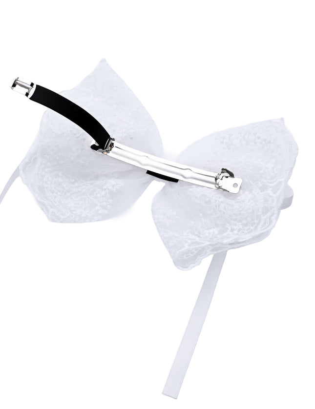 kids atelier tulleen White Layered Tulle & Satin Ribbon Hair Clip