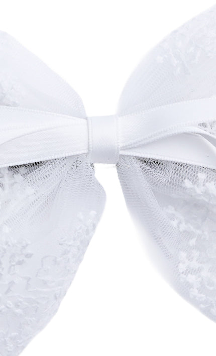 kids atelier tulleen White Layered Tulle & Satin Ribbon Hair Clip