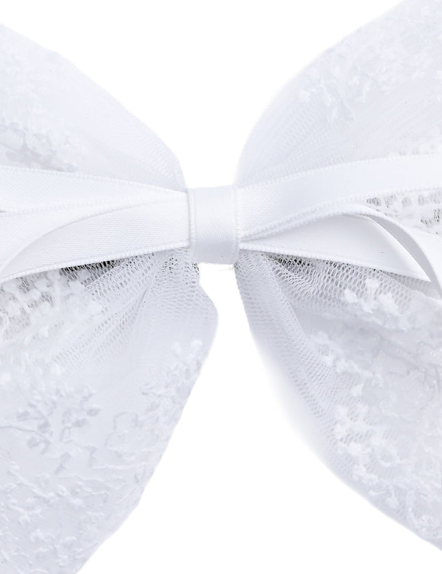 kids atelier tulleen White Layered Tulle & Satin Ribbon Hair Clip