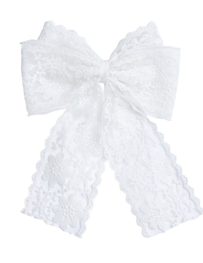 kids atelier tulleen White Floral Lace Ribbon Hair Clip