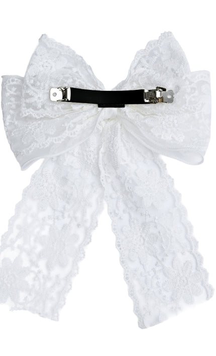 kids atelier tulleen White Floral Lace Ribbon Hair Clip