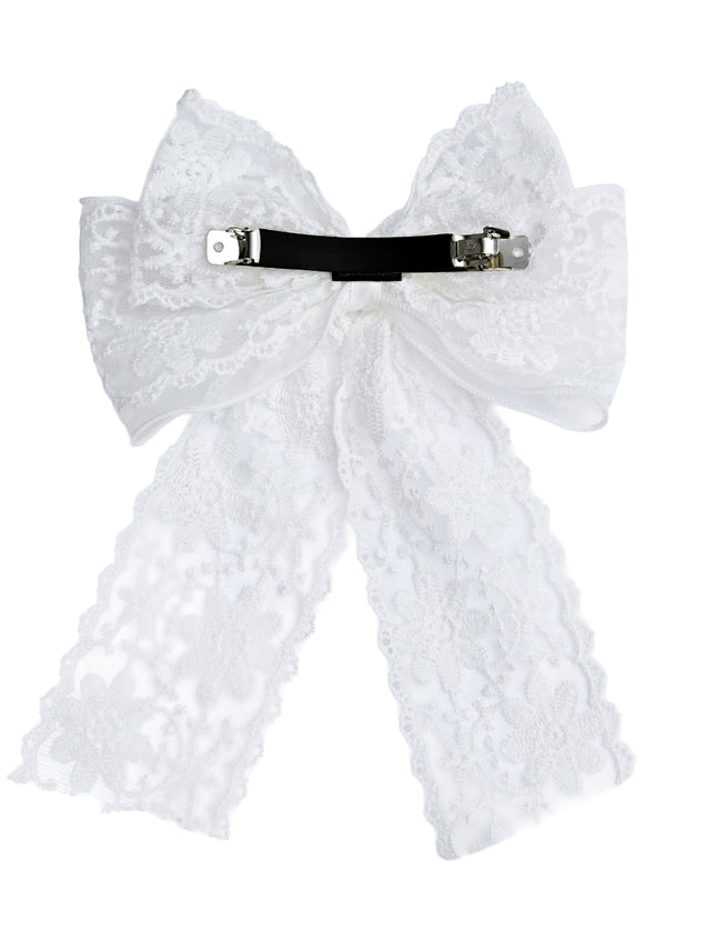 kids atelier tulleen White Floral Lace Ribbon Hair Clip