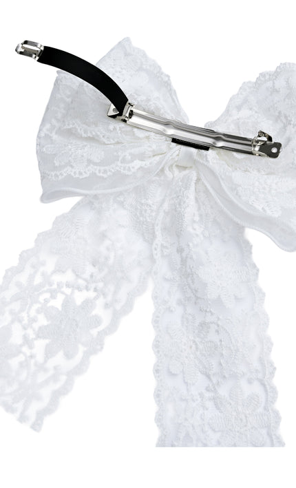 kids atelier tulleen White Floral Lace Ribbon Hair Clip