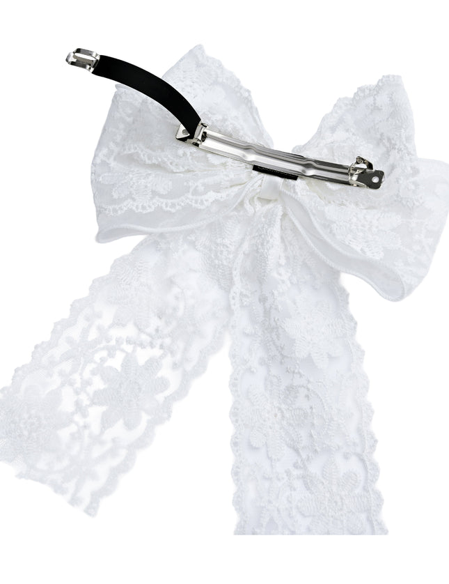 kids atelier tulleen White Floral Lace Ribbon Hair Clip