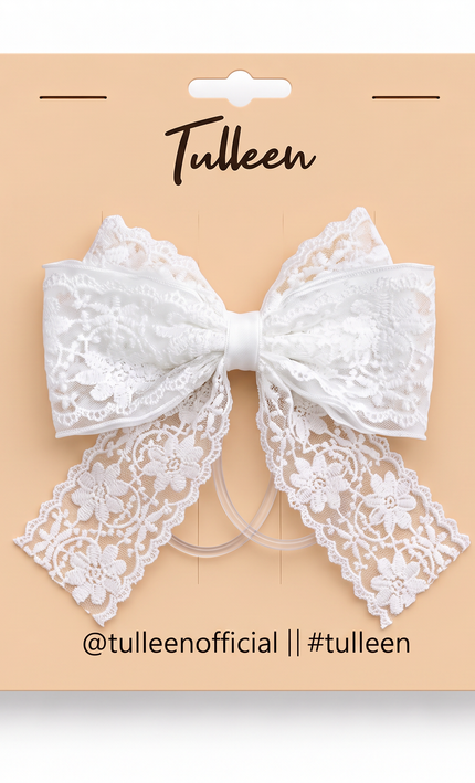 kids atelier tulleen White Floral Lace Ribbon Hair Clip