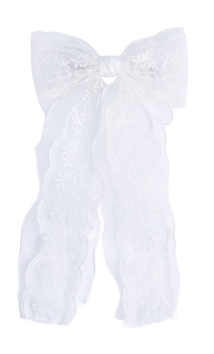 kids atelier tulleen White Sheer Embroidered Organza Lace Hair Clip