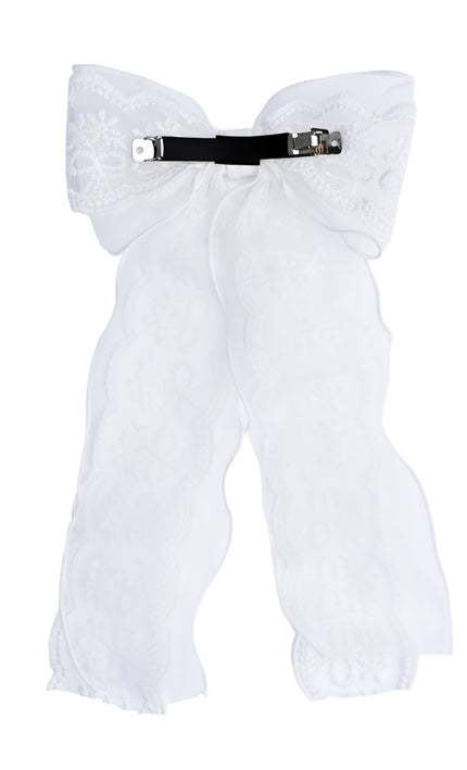 kids atelier tulleen White Sheer Embroidered Organza Lace Hair Clip