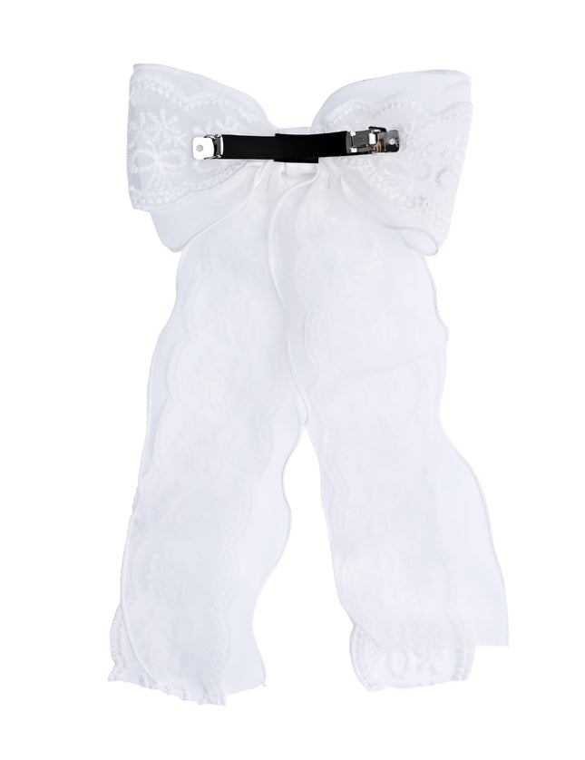 kids atelier tulleen White Sheer Embroidered Organza Lace Hair Clip