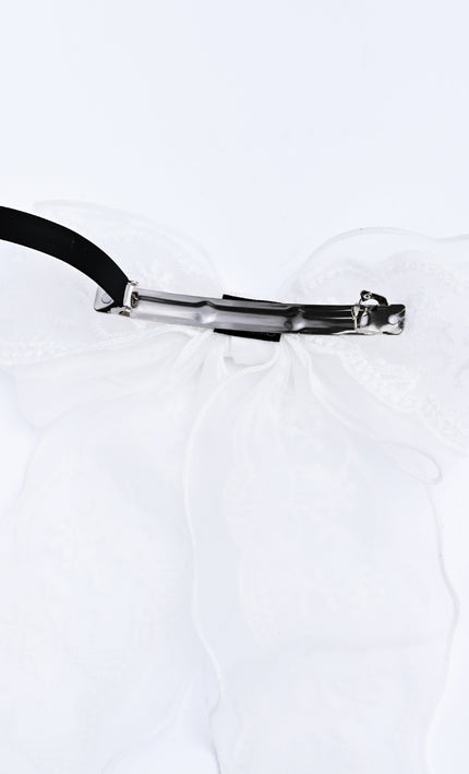 kids atelier tulleen White Sheer Embroidered Organza Lace Hair Clip