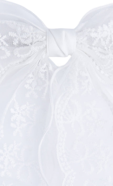kids atelier tulleen White Sheer Embroidered Organza Lace Hair Clip