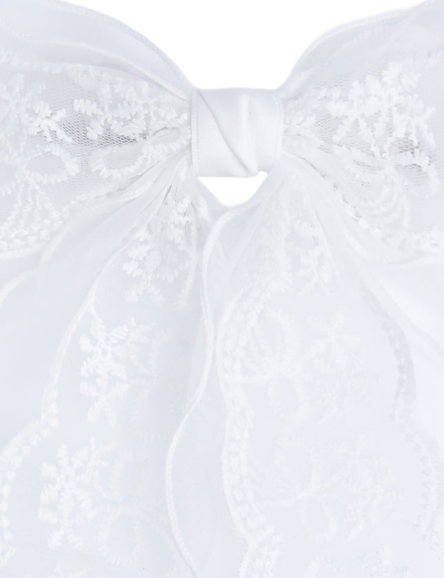 kids atelier tulleen White Sheer Embroidered Organza Lace Hair Clip