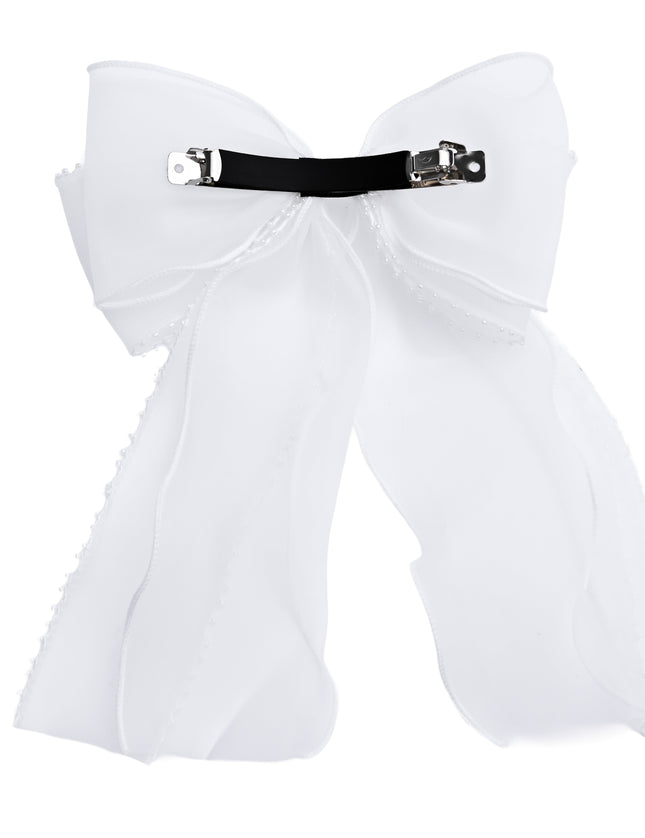 kids atelier tulleen Sheer Organza Beaded-Edge Hair Clip
